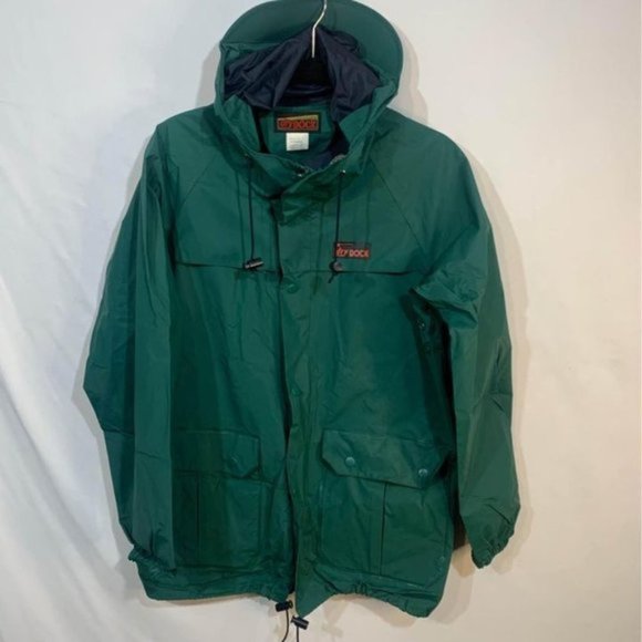 WETSKINS dry dock raincoat. Hooded with brim. Green/navy. Size small (me… - Picture 10 of 10